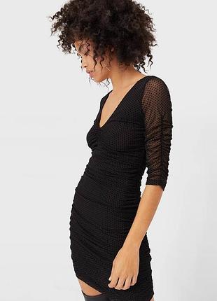 Короткое платье с затяжками из прозрачной ткани от stradivarius