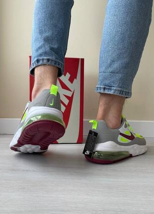 Мужские серые с салатовым кроссовки весна лето nike air max 270 react🆕 найк аир макс6 фото