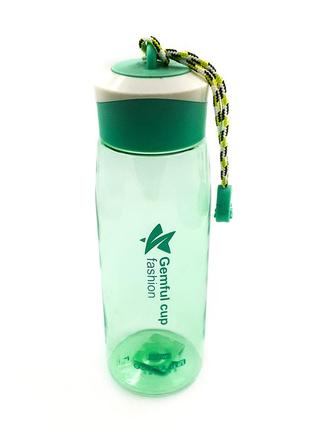 Пластиковая бутылка зеленая для воды "туристическая", 650 мл