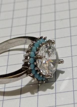 Серебряное кольцо с крупным цирконом3 фото