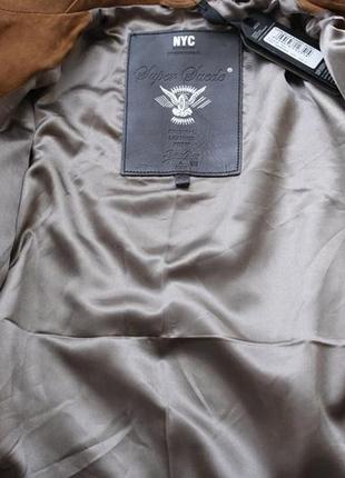Куртка шкіряна superdry (англія), світло-коричневого кольору.6 фото