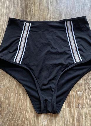 Шикарні, трусики, від купальнику, з високою, посадкою, чорного кольору, по бокам в полосочку, від бренду: h&m 👌