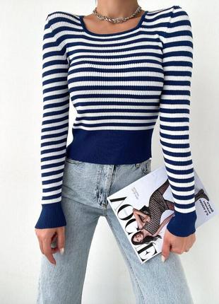 Удлиненная полосатая водолазка в рубчик