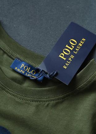 Футболка ralph lauren хаки с мишкой мужская2 фото