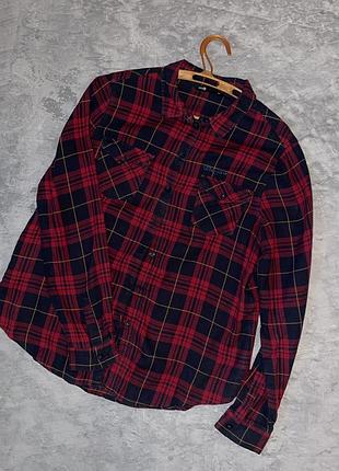 Рубашка в клетку красная синяя женская