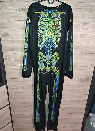 Мужской костюм скелет до 165 см, xs-s