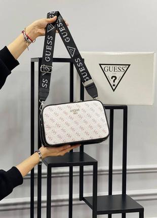 Сумка белая женская в стиле guess сумка гесс сумочка маленькая клатч кросс-боди