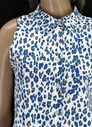 Брендовая хлопковая рубашка безрукавка stylepit с цветным леопардовым принтом. размер l.2 фото