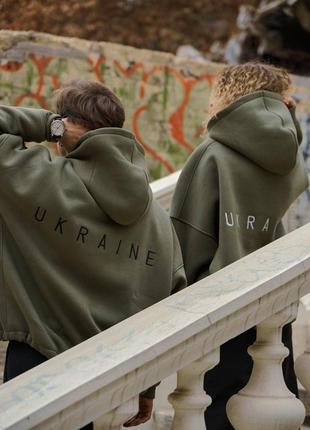 Жіноче патріотичне стильне обємне худі на флісі унісекс оверсайз україна ukraine світшот толстовка батнік жіночий худі пенье пеньє парні світшоти2 фото
