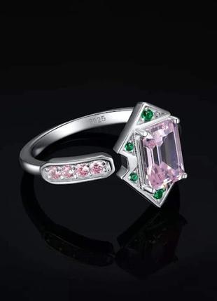 Восхитительное серебряное кольцо  "émeraude rose"1 фото