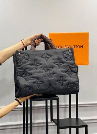 Сумка дутая черная стеганая женская в стиле louis vuitton сумочка большая зимняя луи витон