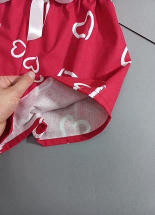 Жіноча бавовняна піжама топ шорти з серденьками на подарунок коханій2 фото