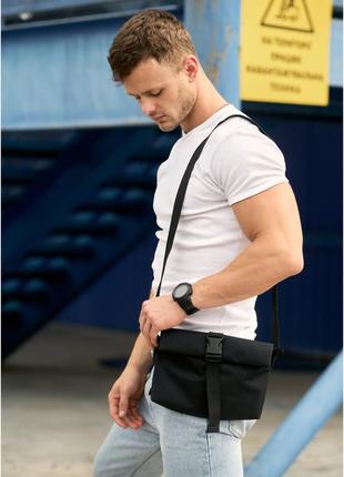 Мужская сумка через плечо мессенджер dalas черная тканевая