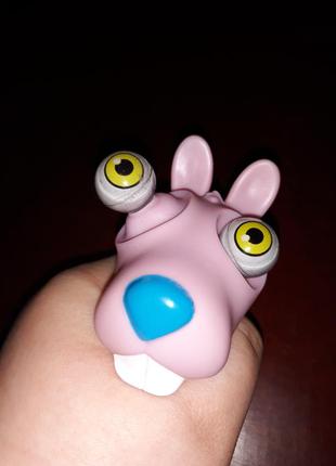 Антистрес собака розовая с глазами резиновый детская игрушка9 фото