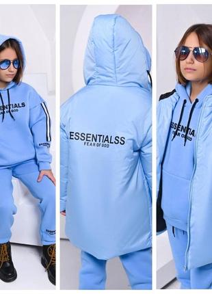 Теплий підлітковий костюм із трендовою курткою для дівчаток, р-ри на зріст 128 — 164 + відеоогляд!