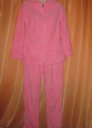 Удобная супер теплая ярко-розовая пижама мохнатая турция км1495 раздельная, спальные пижамные штаны8 фото