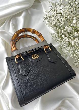 Сумка гуччи диана бамбуковая ручка gucci diana black4 фото