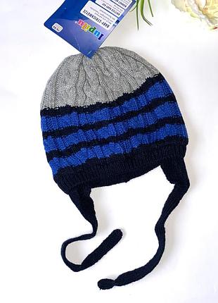 Шапка вязаная, утепленная флиской, с защелками. размер: 74/80