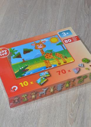 Магнитная игра playtive. развивающая обучающая головоломка настольная игрушка набор конструктор пазлы животные звери