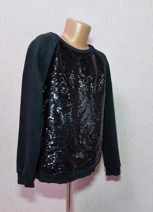 Реглан, джемпер, світшот, светр з паєтками h&m. розмір 134-140 р. на 9-10 років.