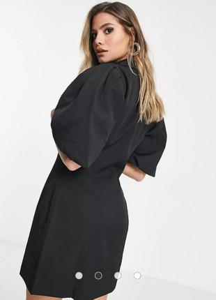 Черное платье - пиджак с пышными рукавами3 фото