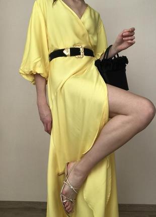 Яркое желтое платье нарядное на вечер лето вискоза1 фото