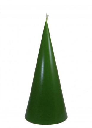 Восковая зеленая свеча - конусная (15 см) 100% пчелиный воск