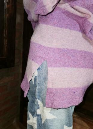 Шерстяной джемпер в полоску свитер туника длинный шерсть6 фото