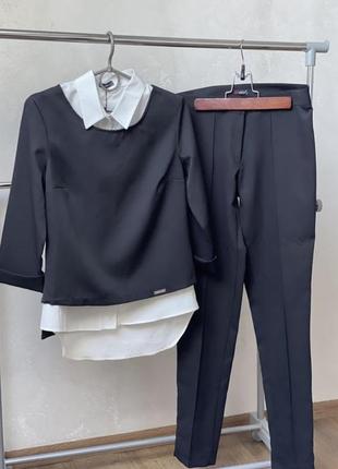 Стильний брючний костюм блуза штани топ-штани діловий костюм італія🔥🔥🔥5 фото