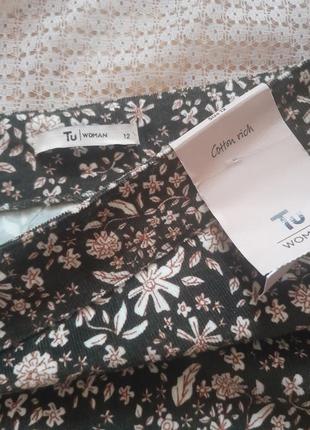 Вельветовая юбка в цветы с карманами tu6 фото