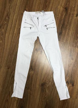 Білі скінні джинси штани брюки лосини skinny zara xs6 фото