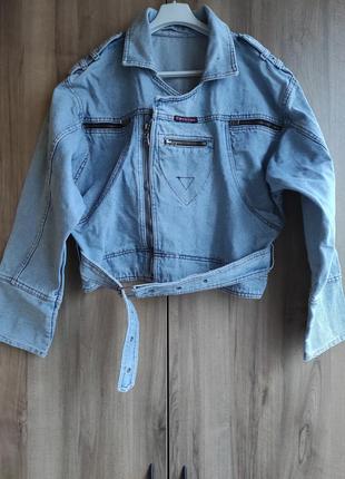 Джинсова куртка-косуха, crystal jeans1 фото