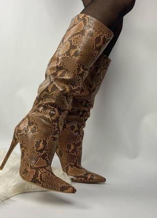 Новые женские сапоги ботфорты на каблуке шпильке plt осенние весенние3 фото
