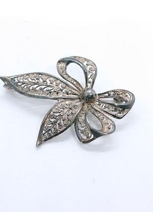 Вінтажна срібна брошка 935 філігрань в патіні