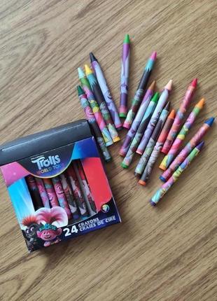 Дитячі воскові олівці кольорові тролі troll disney