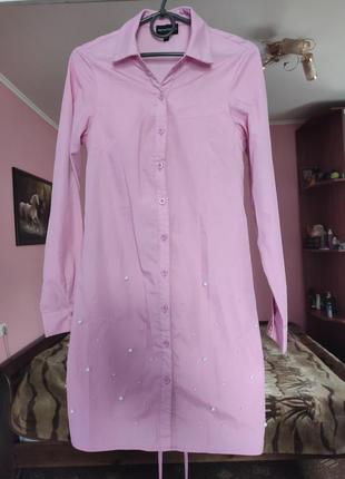 Платье рубашка с бусинками 5