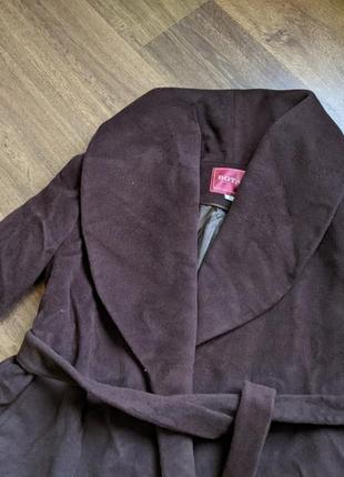 Женское пальто кашемировое с поясом коричневого цвета размер 44 s3 фото