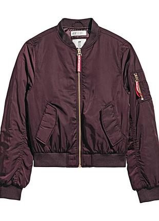 Бомбер h&m куртка пілот авіатор підліткова бордова вишня s-m