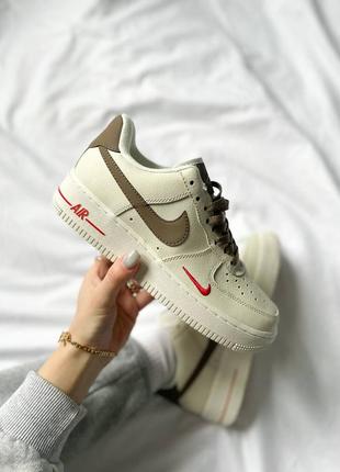 Кросівки nike air force 1 low mini swoosh beige brown