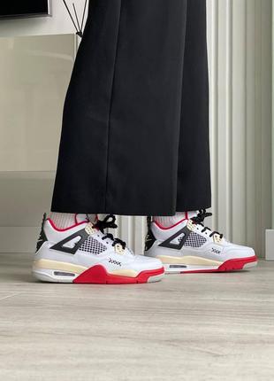 Кроссовки nike air jordan 4 retro white black red cream1 фото