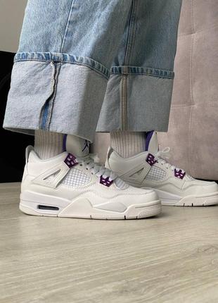 Кросівки nike air jordan 4 retro white purple1 фото