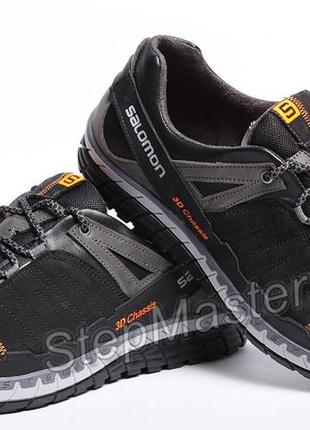 Кожаные кроссовки salomon 3d chassis black4 фото