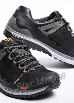 Кожаные кроссовки salomon 3d chassis black7 фото