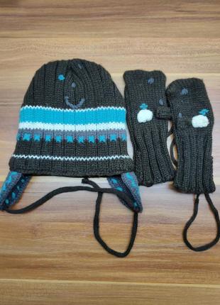 Новий зимовий комплект набір шапка рукавиці etirel