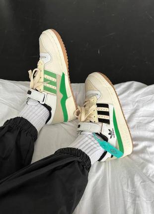 Кроссовки adidas forum beige black green white grey6 фото