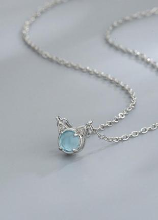 Цепь/ бижутерия/ украшение на шею/цепь с котиком/в цвете серебро