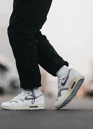 Кроссовки nike air max 1 white grey 3