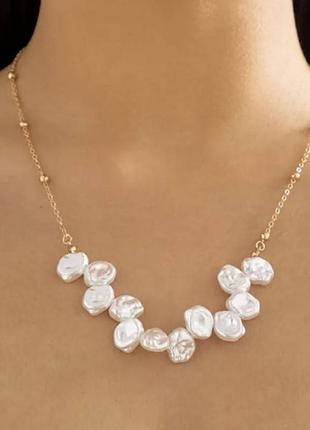 Жіночий вінтажний кольє ланцюг, ланцюжок на шию, чокер із перлами