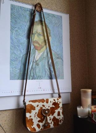 Шкіряна сумка на довгому ремені едельвейс.6 фото