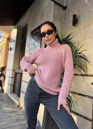 Свитер женский теплый зимний с горлом под горло весенний на весну зеленый лиловый синий розовый белый оверсайз